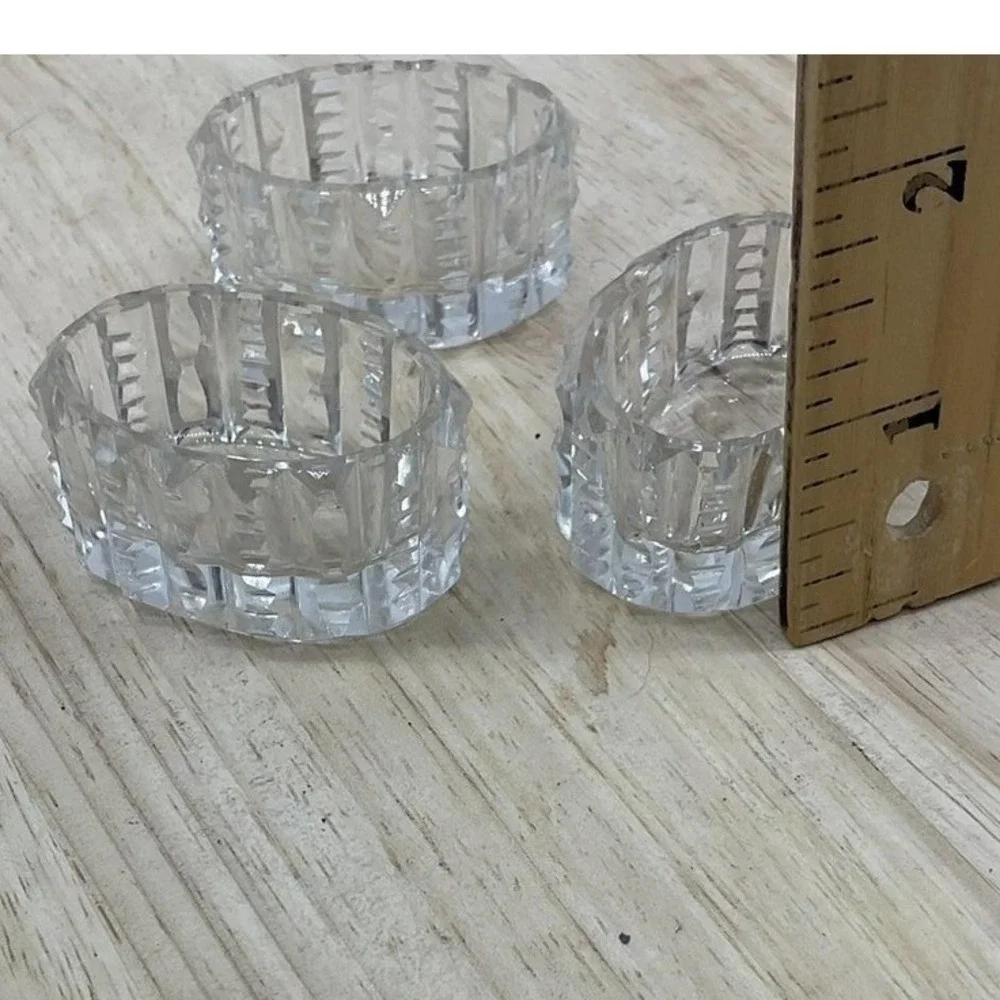 Vintage Clear Pressed Glass Small Butter Pat Dishes Set Of 3 Oval Unmarked